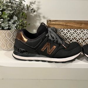 New Balance Women’s 574 Black and Bronze Shoes